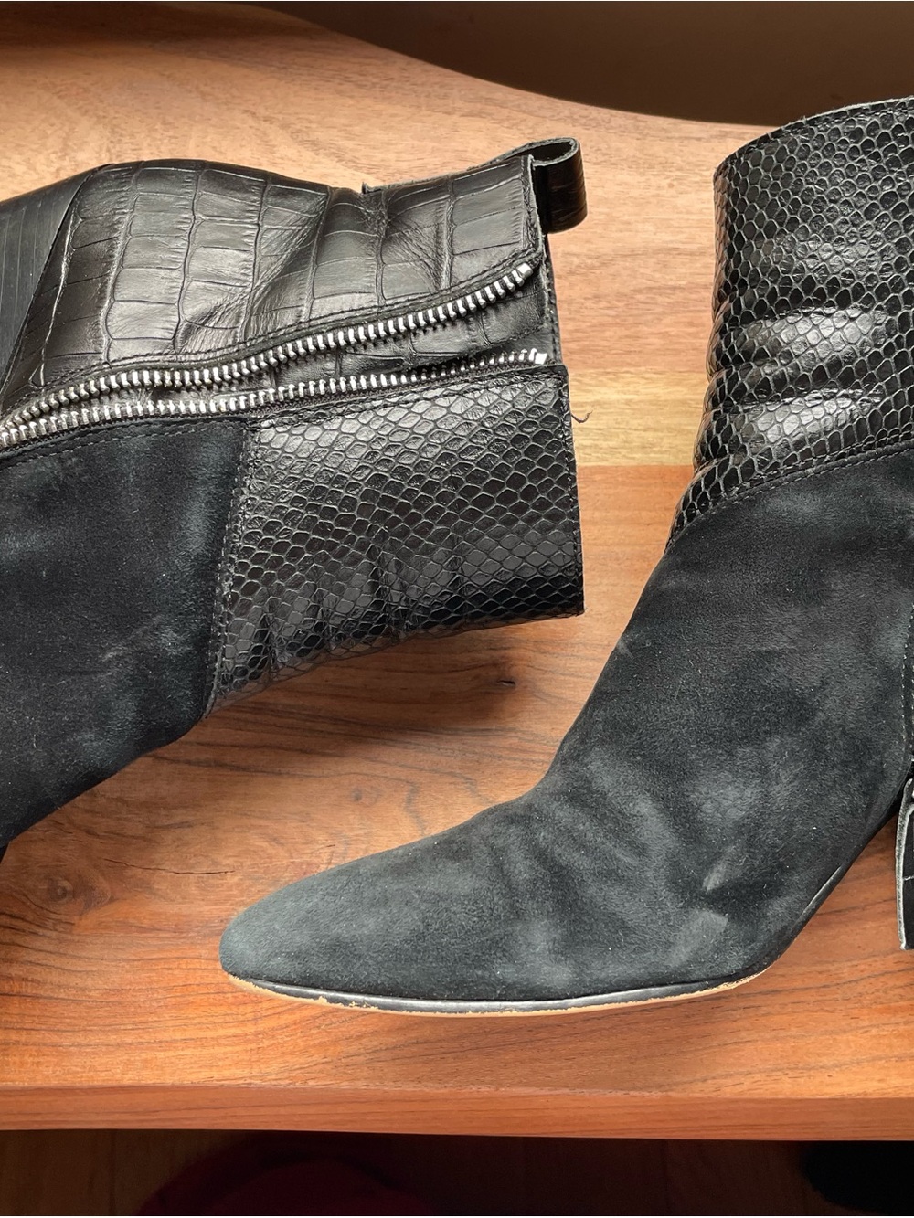 Dolce Vita Black Mixed-Texture Ankle Booties View 2